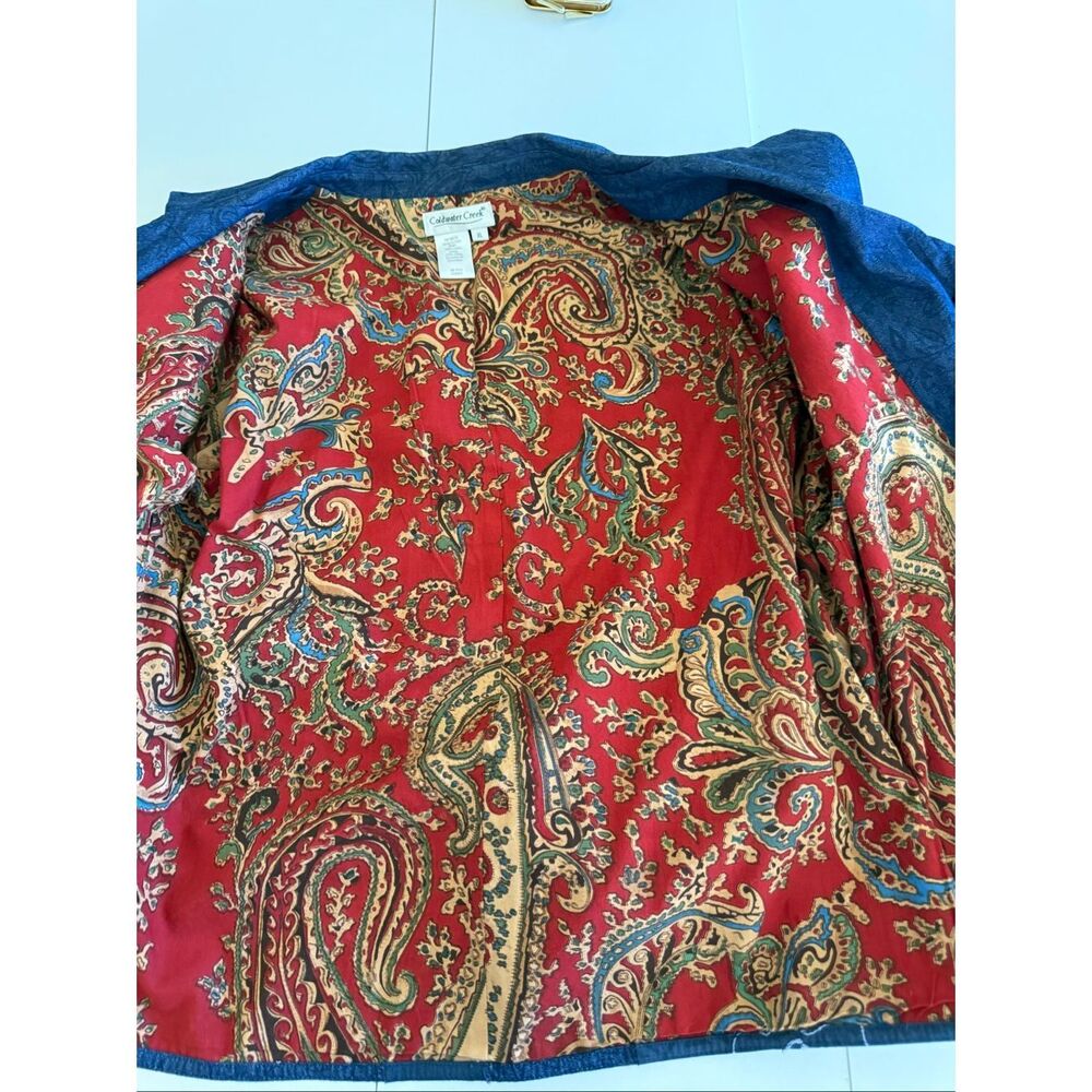 Vintage Coldwater Creek Jacket Blue Denim Embroidered Patchwork Size XL Prairie - Picture 9 of 16